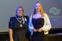 REN96 coach Victoria Torrance receives her Gold Duke of Edinburgh award from Renfrewshire Council’s Provost Cameron