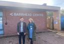 Councillor Chris Lunday, left, at the Barrhead Centre