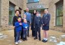 Neilston head Gerard Curley and St Thomas' head Marie Kane visiting the new campus with pupils back in December