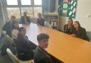 Arthur MP with St Luke’s High pupils discussing the report and school achievements