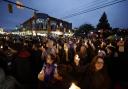 A crowd gathered to light candles in memory of victims of the Pittsburgh shooting