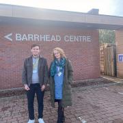 Councillor Chris Lunday, left, at the Barrhead Centre