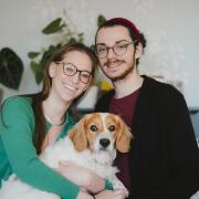 Brittany and Daniel with their dog Arlo