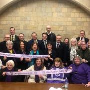 Kirsten Oswald MP and fellow SNP MPs with WASPI campaigners