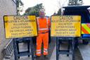 Martin Muir with the clean team’s new signs