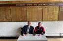 HGS rector Colin Gambles with Jim Docherty of Giffnock Soccer Centre
