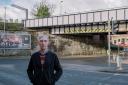 Alan Patton at the Barrhead railway bridge where pigeons continue to roost and make a mess