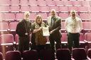 East Renfrewshire MP Kirsten Oswald with theatre operations officer Craig Allan (left), chief executive of East Renfrewshire Culture and Leisure Anthony McReavy and venue manager Andrew Whiteford