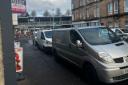 Vans illegally parked on Mearns Rd (Clarkston) taxi rank