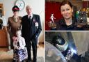 Sergeant Pammie McNeill with her six-year-old daughter and her grandad Livingstone Boyd MBE