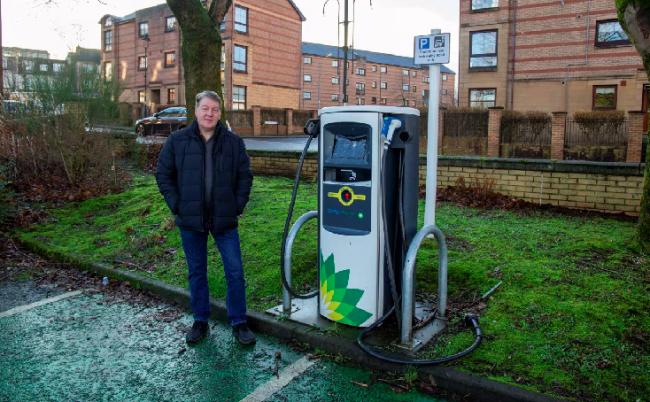 Alan Campbell at one of the charging points in East Renfrewshire that has been out of action