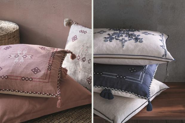 Barrhead News: M&S x Fired Earth Sofia (left) and Bolster (right) cushions. Credit: M&S