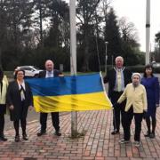 The Ukrainian flag was raised outside the East Renfrewshire Council's headquarters