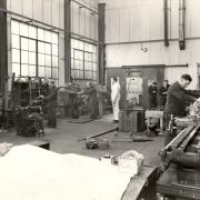 Men at work inside the Yorkshire Copper Works, Barrhead