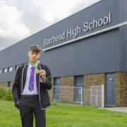 Barrhead High pupil Stephen Simmons-Clancy with his WBC gold medal