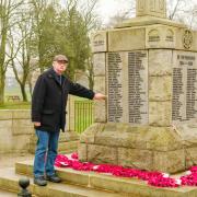 Martin Taylor at the war memorial in Cowan Park, Barrhead