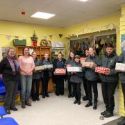 Cat Train, Barbel Cunningham and the eight young volunteers at Blether