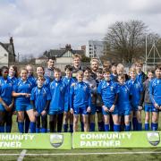 The Eastwood High pupils who took part in the SP Energy Networks Warriors Championship at Scotstoun, pictured with Glasgow Warriors players Leonardo Sarto, Jonny Gray and Darcy Rae    (All pics © Craig Watson)