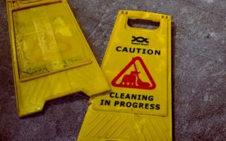 Cleaning sign stock pic